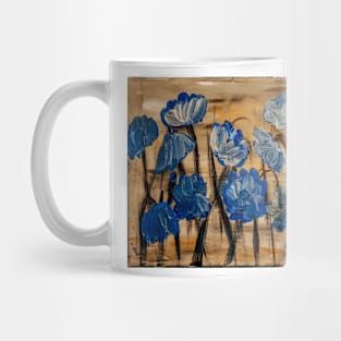 Some abstract wild blue metallic flowers Mug